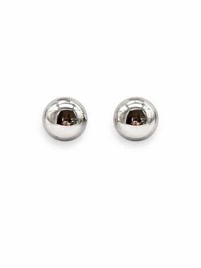 Carla Vintage SS Earrings Shiny Stainless Steel 1/2 Ball Stud Pierced Earrings